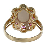 14K Yellow Gold Opan And Pink Sapphire Cocktail Ring