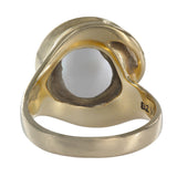 14K Yellow Gold Twisting Button Peal Ring