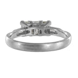 Platinum Three Diamond Rectangular Step Cut Anniversary Ring 1.04Ctw