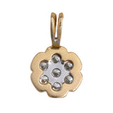 14K Yellow Gold Diamond Cluster Flower Design Pendant 0.49Ctw