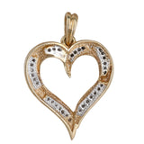 14K Yellow Gold Diamond Channel Set Heart Pendant 0.33Ctw