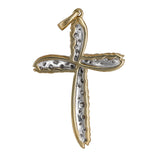 14K Yellow Gold Diamond Graduated Flowing Cross Pendant 0.67Ctw