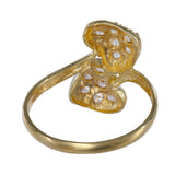 18k Yellow Gold Twin Heart Cubic Zirconia Cocktail Ring