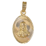 14k Tri-Tone Diamond Cut Virgin Mary and Jesus Christ Duo Pendant