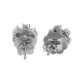 18K White Gold Diamond Floral Stud Earrings 1.36Ctw