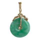 14K Yellow Gold Diamond and Jade Disc Pendant