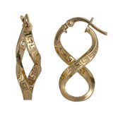 18K Yellow Gold Infinity Twisted Greek Key Earrings