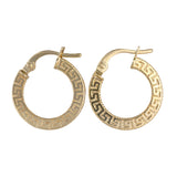 18K Yellow Gold Greek Key Mini Hoop Earrings