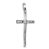 14K White Gold Wavy Cross Pendant 1.6g