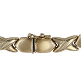 14K Yellow Gold Vintage Puffy XO Satin and Polished Bracelet