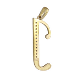 18K Yellow Gold Diamond Cursive J Letter Pendant