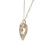 10k Yellow Gold 20” Petite Box Chain Necklace with Diamond Heart Pendant