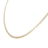 14K Yellow Gold Mariner Curb Link White Rhodium Diamond-Cut Accents Chain