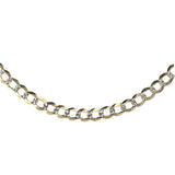 14K Yellow Gold Diamond-Cut Rhodium Accent Curb Link Chain