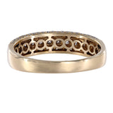 14K Yellow Gold Diamond Cluster 3 Rows Band Ring