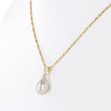 14k Yellow Gold Pearl And Diamond Pendant Twisting Box Link Chain Necklace