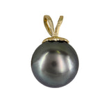 14K Yellow Gold Dark Grey Tahitian Pearl Pendant