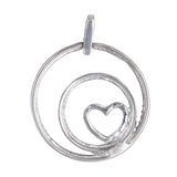 10K White Gold Diamond Circle Heart Charm Pendant