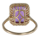 10K Yellow Gold Amethyst Diamond Halo Cocktail Ring