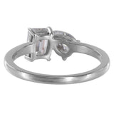 10k White Gold Synthetic Moissanite Moi et Toi Ring