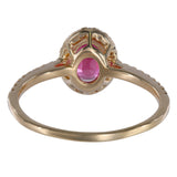 14K Yellow Gold Natural Ruby And Diamond Halo Cocktail Ring