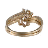 14K Yellow Gold Diamond Cocktail Engagement Ring Set 0.31Ctw