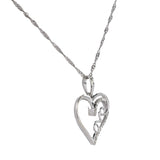 14K White Gold Diamon Heart Love Pendant Baby Rope Link Chain Dainty Necklace