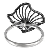 14K White Gold Peal Dangling Diamond Flower Cocktail Ring