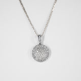 18k White Gold Round Diamond Pendant, Circle Diamond Pendant, 18k White Gold Necklace, Pendant