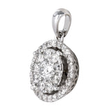 10k White Gold Cluster Diamond Round Earring and Pendant Jewelry Set