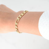 14K Yellow Gold Square Figaro Link Chain Bracelet