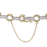 14k Two-tone Gold Diamond Tennis Bracelet with Safety Chain