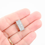 14K White Gold Diamond Cluster Rectangular Pendant 0.96Ctw