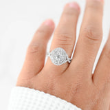 14K White Gold Diamond Cluster Engagement Vintage Cocktail Ring