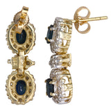 14K Two-Tone Gold Diamond Sapphire Vintage Drop Earrings