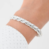 925 Sterling Silver Flat Twisted Chain Link Bangle Open Cuff Bracelet