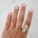 14K Yellow Gold Vintage Opal Cluster Cocktail Ring