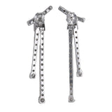 14K White Gold Diamond Long Drop Earrings 1.40Ctw