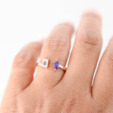 10K Rose Gold Diamond Lab Amethyst Moi Et Toi Open Cuff Ring