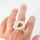 10K Yellow Gold 562 Diamonds Cluster "D" Letter Ring