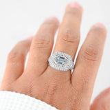 14K White Gold Aquamarine And Diamond Cocktail Ring