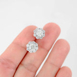 18K White Gold Diamond Floral Stud Earrings 1.84Ctw