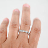 18K White Gold Diamond Half Eternity Wedding Band Ring 0.72Ctw