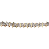 10K Yellow Gold Diamond Light Brown Tennis S-Link Bracelet 5.00Ctw