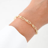 18K Yellow Gold U-link Hard wear Link Hollow Bracelet