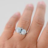 14K White Gold Moi Et Toi Freshwater Pearl And Diamond Vintage Ring