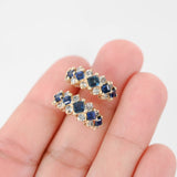 14K Yellow Gold Diamond And Sapphire Vintage Earrings