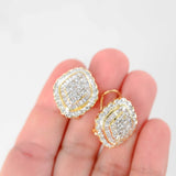 18K Two-Tone Gold Diamond Cluster Vintage Cocktail Earrings 2.91Ctw