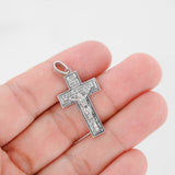 14K White Gold Jesus Crucifix With Prayer Cross Pendant