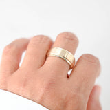 14K Yellow Gold Brushed And Polished Wedding Band Ring For Men